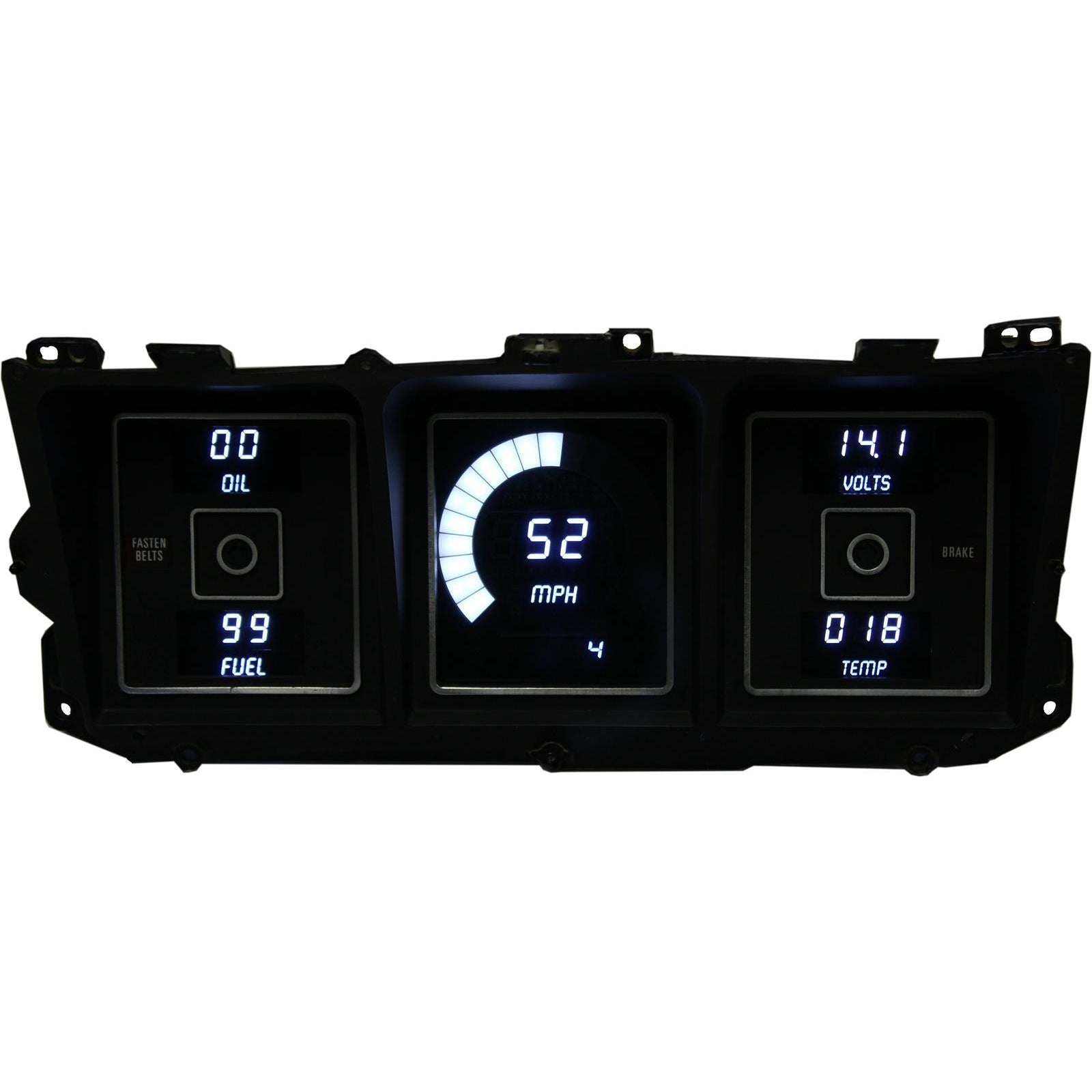 Intellitronix LED Digital Gauge Cluster White LED Black Fullsize
