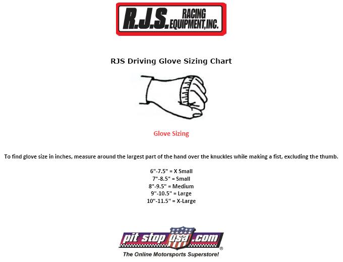 RJS Auto Racing Glove Sizing Chart