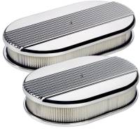 Billet Specialties - Billet Specialties Large Oval Air Cleaner Assembly - Polished - Ribbed Design - 2 in. Filter Height