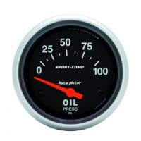 Auto Meter - Auto Meter Sport-Comp Electric Oil Pressure Gauge - 2-5/8" - 0-100 PSI