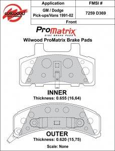 1991-2002 GM Truck / 1994-98 Dodge Truck D369/D789 Pads (D369)
