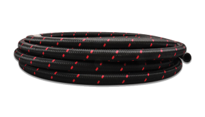Vibrant Performance Black/Red Nylon Braided Lightweight Flex Hose