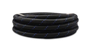 Vibrant Performance Black/Blue Nylon Braided Lightweight Flex Hose