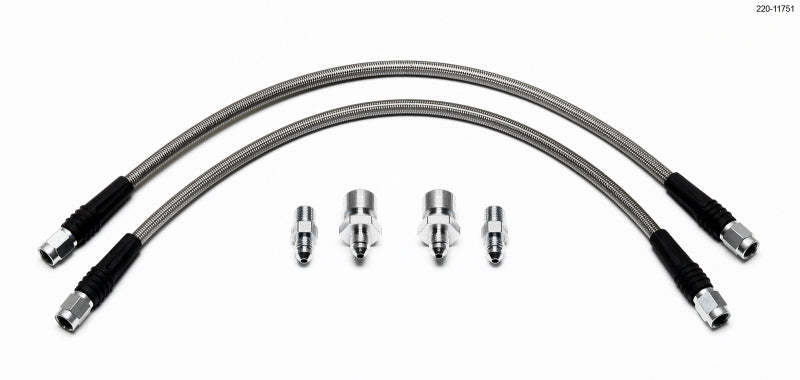 Wilwood Flexline Brake Hose Kit - DOT Approved - 16 in - 3 AN Hose - 3 AN Straight Inlet - 3 AN Straight Outlet - Front - Mazda Miata 1995-2005