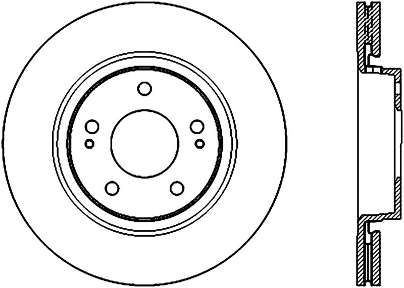 StopTech Sport Cryo Brake Rotor - Front - Left Side - Slotted - 294 mm OD - 24 mm Thick - 5 x 114.3 mm Bolt Pattern - Iron - Natural