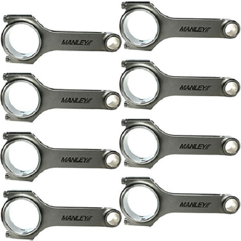 Manley H-Beam Connecting Rod - 5.933" Long - Bushed - 3/8" Cap Screws - ARP2000 - Ford Modular (Set of 8)