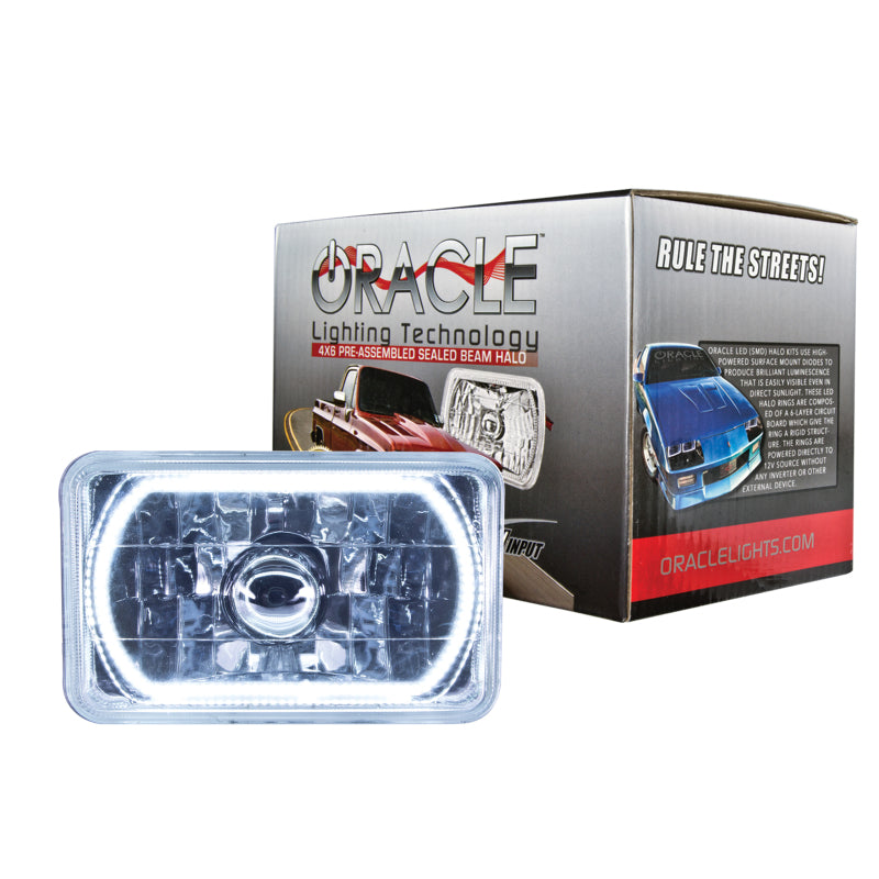 Oracle Lighting Technologies Sealed Beam Headlight 4 x 6" Halo LED Ring Requires H4 Bulb - Glass/Plastic