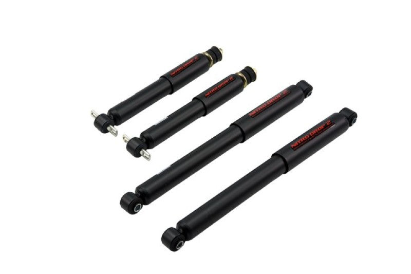 Belltech Nitro Drop 2 Shock - Twintube - Steel - Black Paint - 2" Lowered - Front/Rear - Dodge/GM Fullsize Truck (Set of 4)