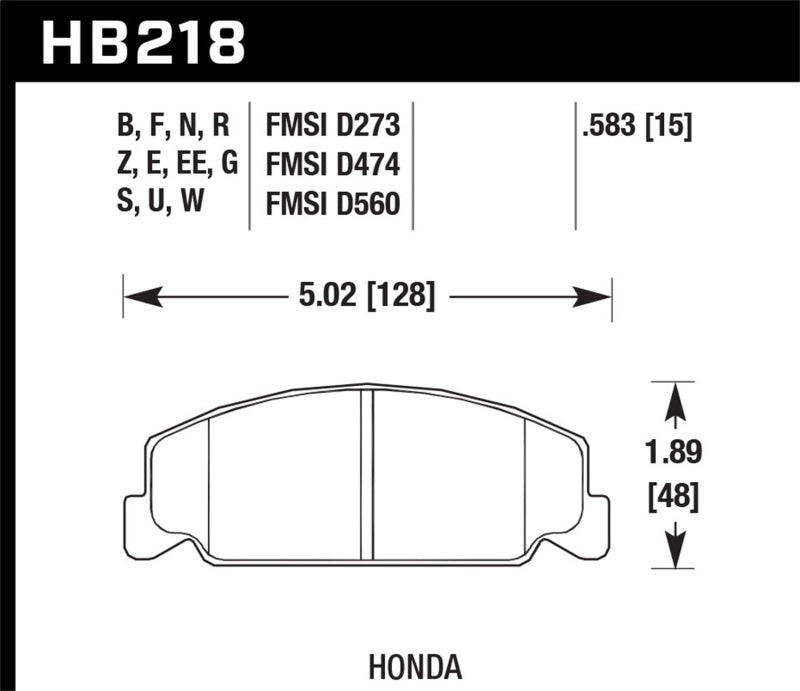 Hawk Performance Blue 9012 Compound Brake Pads Low-Intermediate Torque Low-Mid Temperature Honda® 1984-2000 - Set of 4