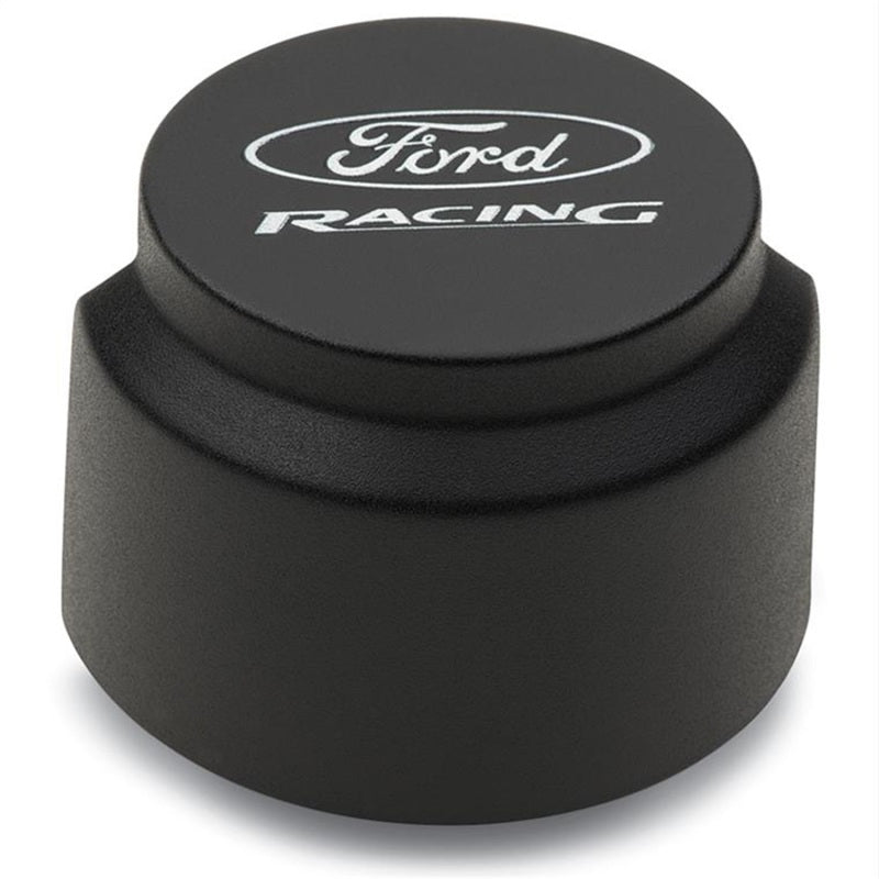 Ford Racing Push-In Round Breather - 1-1/4 in Hole - Half Shielded - Ford Racing Logo - Black Crinkle