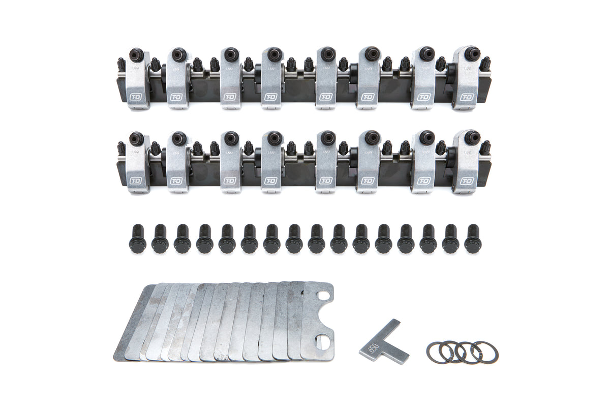 T & D Machine Shaft Mount Aluminum Roller Rocker Arm Kit - Natural - Small Block Ford 7322-1.6/1.6