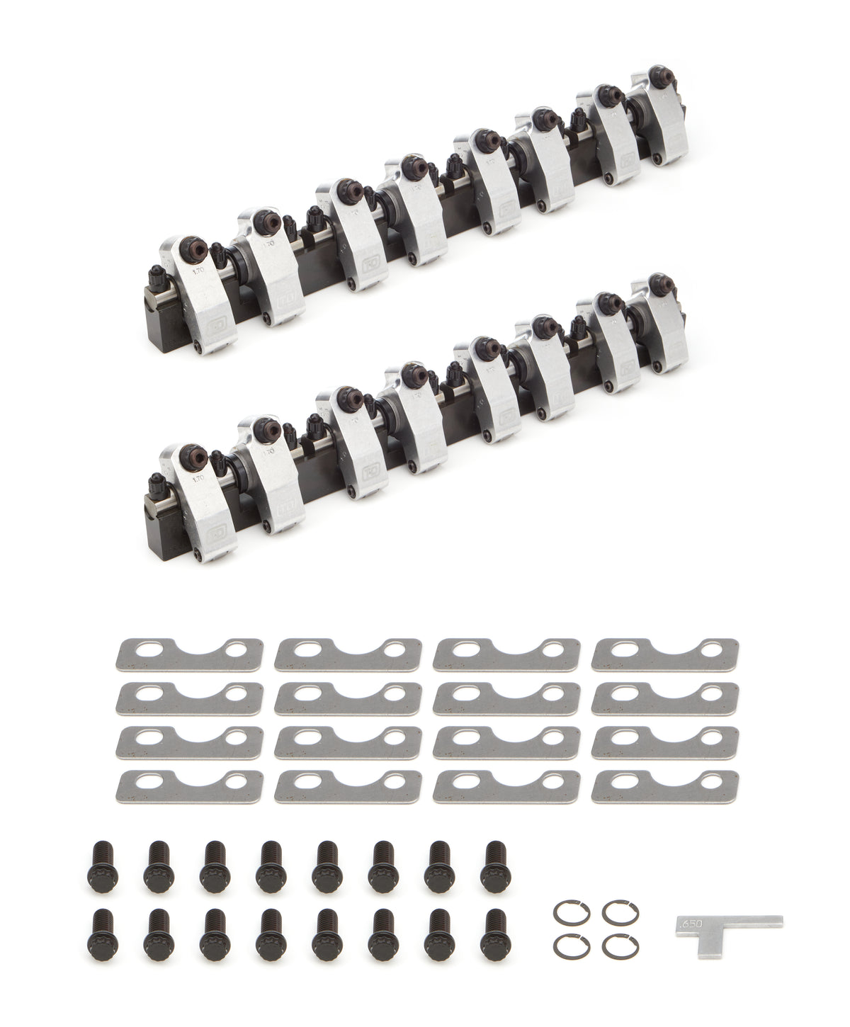 T & D Machine Shaft Mount Aluminum Roller Rocker Arm Kit - Natural - Small Block Ford 7322-1.7/1.7