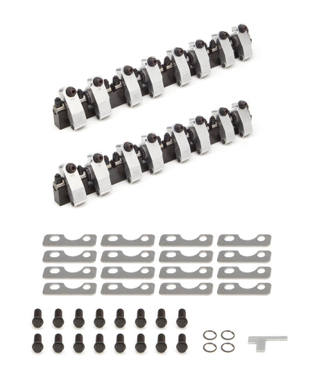 T & D Machine Shaft Mount Aluminum Roller Rocker Arm Kit - Natural - Small Block Ford 7322-1.7/1.7
