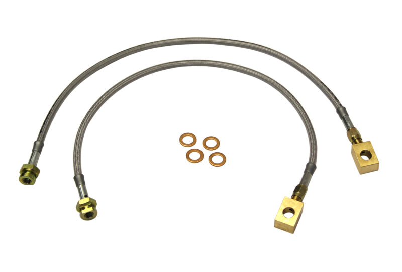 Skyjacker DOT Approved Braided Stainless Front Brake Hose Kit - 3 to 5 in Lift - Disc Brakes - Jeep CJ 1976-81