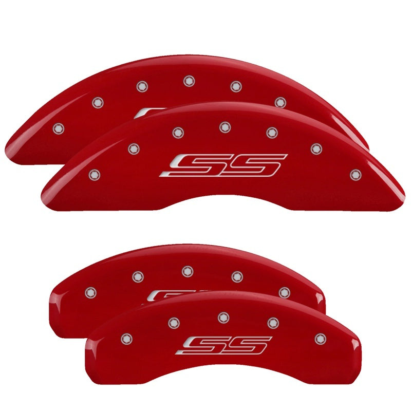 MGP Caliper Covers Brake Caliper Cover - SS Script Logo - Red Powder Coat - 18 in Minimum Wheel Diameter - Chevy Camaro 2016-18 - Set of 5