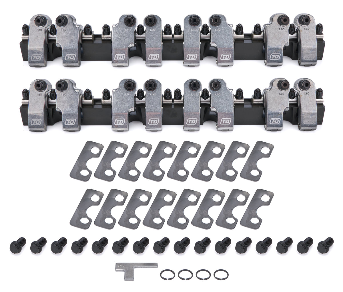 T & D Machine Shaft Mount Aluminum Roller Rocker Arm Kit - Natural - Small Block Chevy