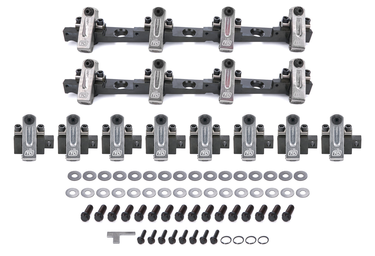 T & D Machine Shaft Mount Aluminum Roller Rocker Arm - 1.70 Ratio - Big Block Chevy