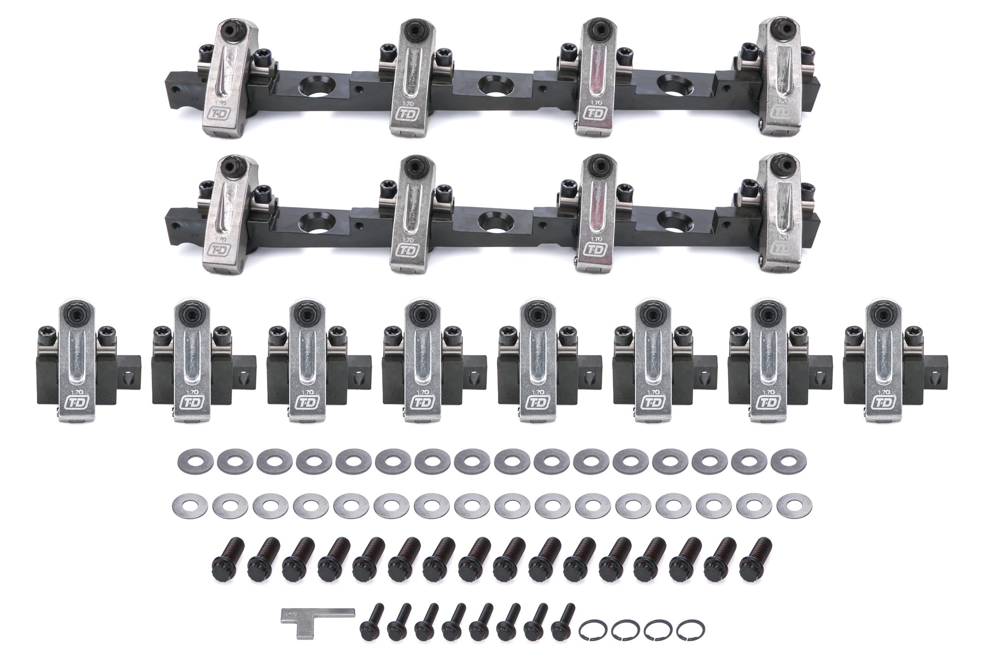 T & D Machine Shaft Mount Aluminum Roller Rocker Arm - 1.70 Ratio - Big Block Chevy