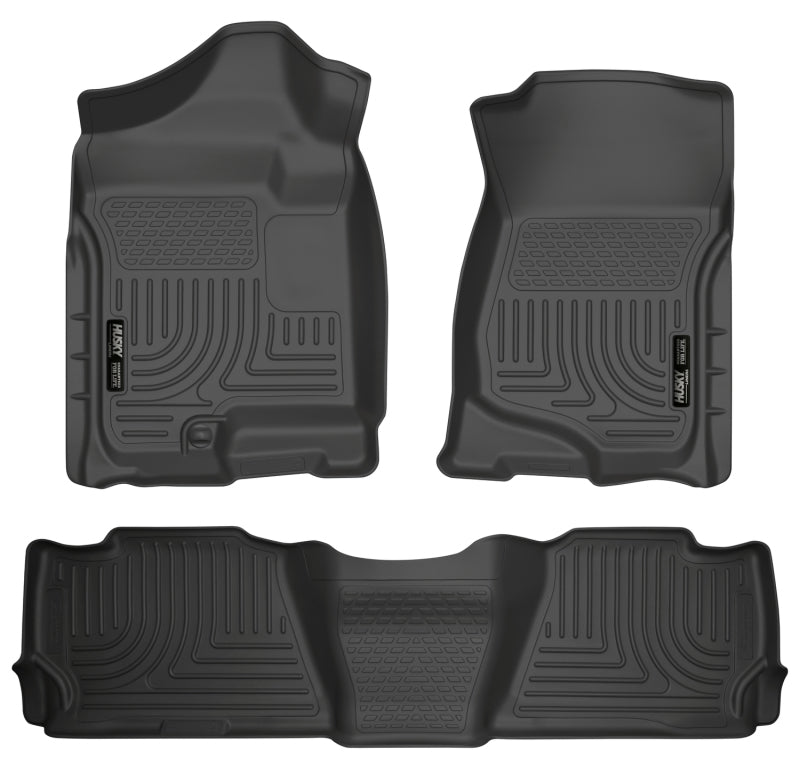 Husky Liners Weatherbeater Front / 2nd Row Floor Liner - Black - Crew Cab - GM Fullsize SUV 2007-14