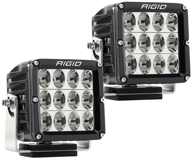 Rigid Industries D-XL PRO LED Driving Light Assembly - 89 Watts - 12 White LED - White Lens - 4 x 4 in Square - Surface Mount - Black (Pair)