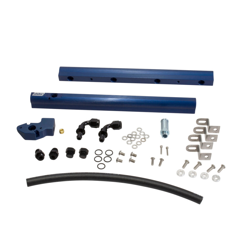 BBK Performance High-Flow Fuel Rail - 6 AN Female O-Ring Inlet - 6 AN Female O-Ring Outlet - Blue Anodized - 4.6 L - Ford Mustang 2005-10