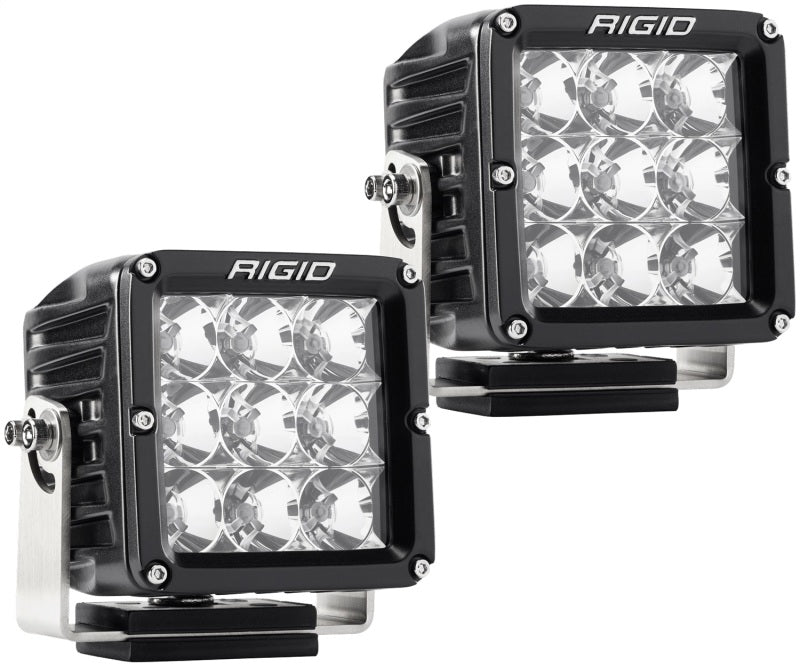 Rigid Industries D-XL PRO LED Flood Light Assembly - 69 Watts - 9 White LED - White Lens - 4 x 4 in Square - Surface Mount - Black (Pair)