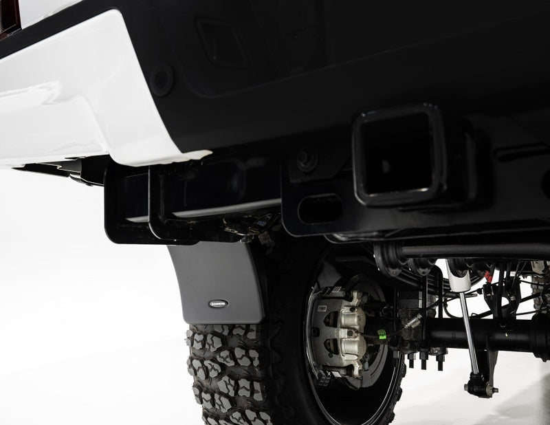 Bushwacker Trail Armor Mud Flap - Rear - Plastic - Black - Bushwacker Pocket Style Flares - Heavy Duty - (Pair)