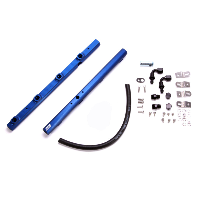 BBK Performance High-Flow Fuel Rail Kit 6 AN Female O-ring Inlet/Outlet Aluminum Blue Anodize - Hardware