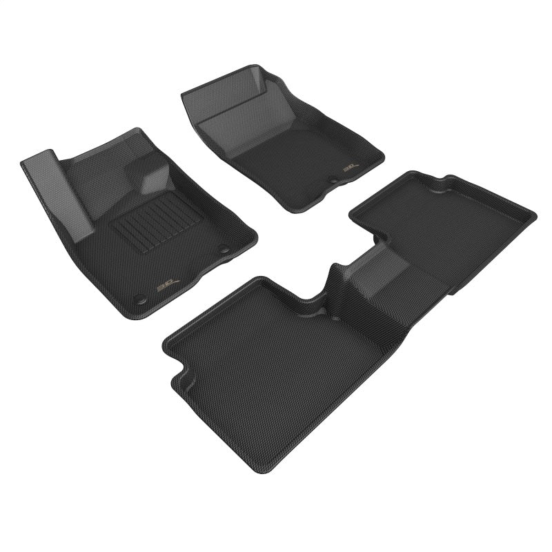 3D Maxpider Kagu Front/Rear Floor Liner - Black/Textured - Ford Midsize SUV 2021-22