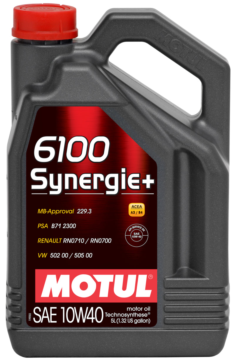 Motul 6100 Synergie+ 10W40 Synthetic Motor Oil - 5 L (Case of 4)