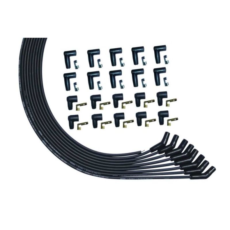 Moroso Ultra Spiral Core 8 mm Spark Plug Wire Set - Black - 135 Degree Plug Boots - HEI / Socket Style - Universal 8-Cylinder