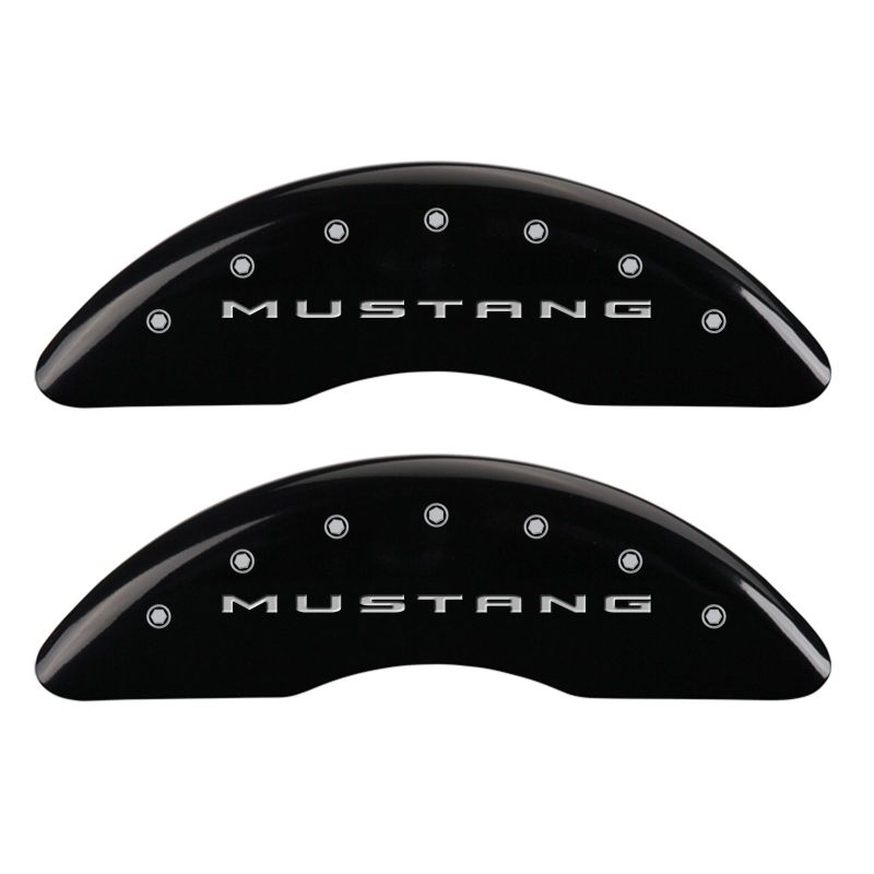 MGP Caliper Covers Brake Caliper Cover - Mustang Script Front Logo - GT Script Rear Logo - Black Powder Coat - 18 in Minimum Wheel Diameter - Ford Mustang 2015-17 - Set of 4