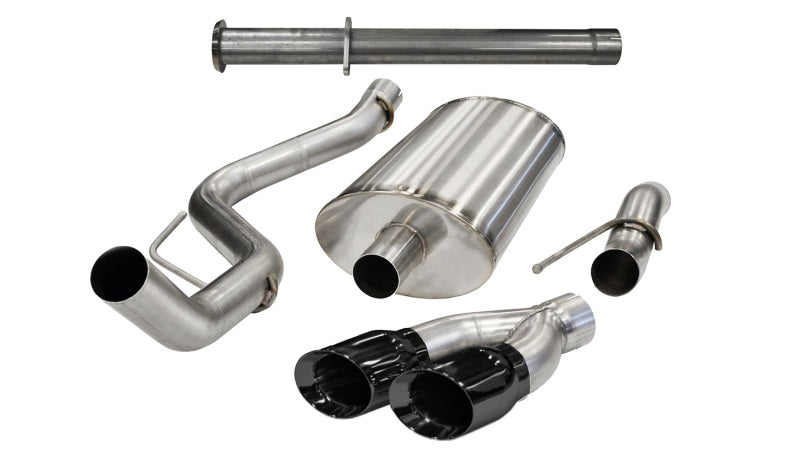 Corsa Xtreme Exhaust System - Cat-Back - 3" Diameter - Single Side Exit - Dual 4" Black Tips - Stainless