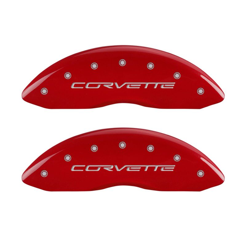 Mgp Caliper Cover Corvette Logo Brake Caliper Cover Aluminum Red Chevy Corvette 2005-13 - Set of 4