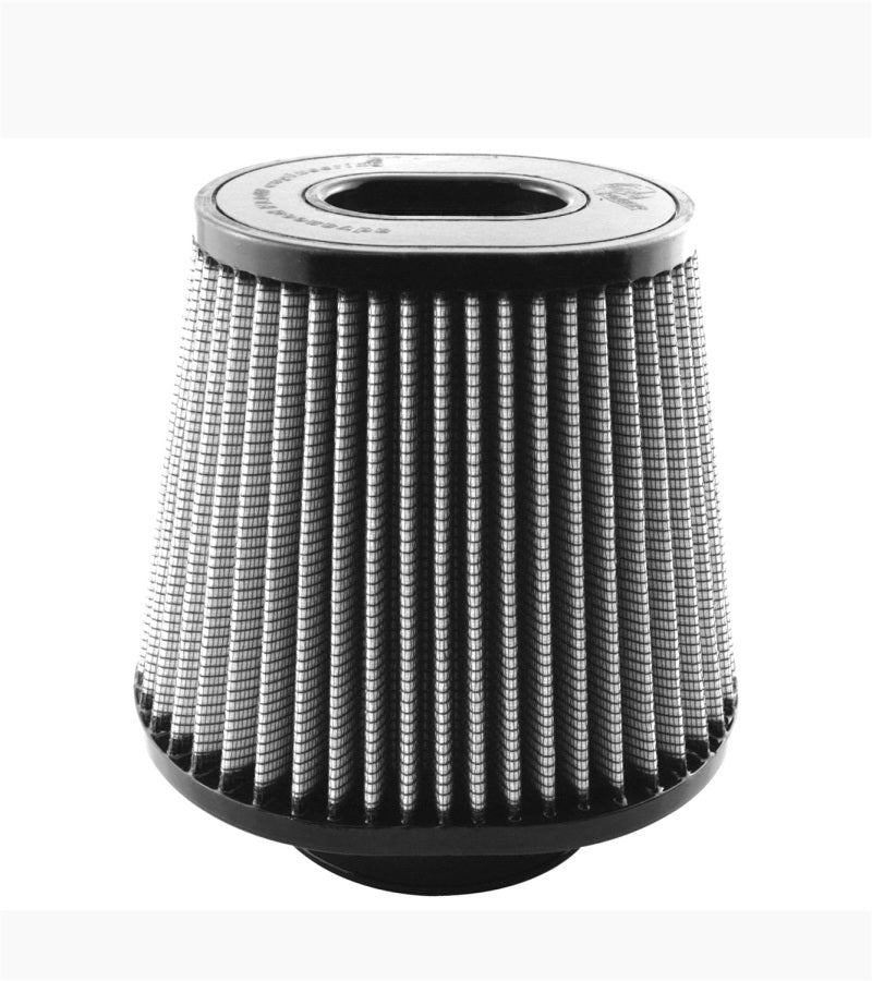 aFe Power Magnum FLOW Pro DRY S Clamp-On Air Filter Element - Conical - 9 x 7.5 in Base - 6.75 x 5.5 in Top Diameter - 7.5 in Tall - 5 in Flange - Synthetic - White