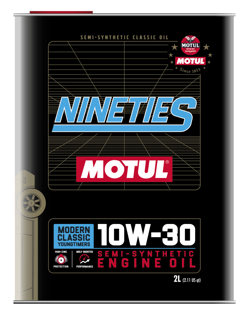 Motul Classic Nineties Motor Oil - 10W30 - Semi-Synthetic - 2 L Can - (Set of 10)