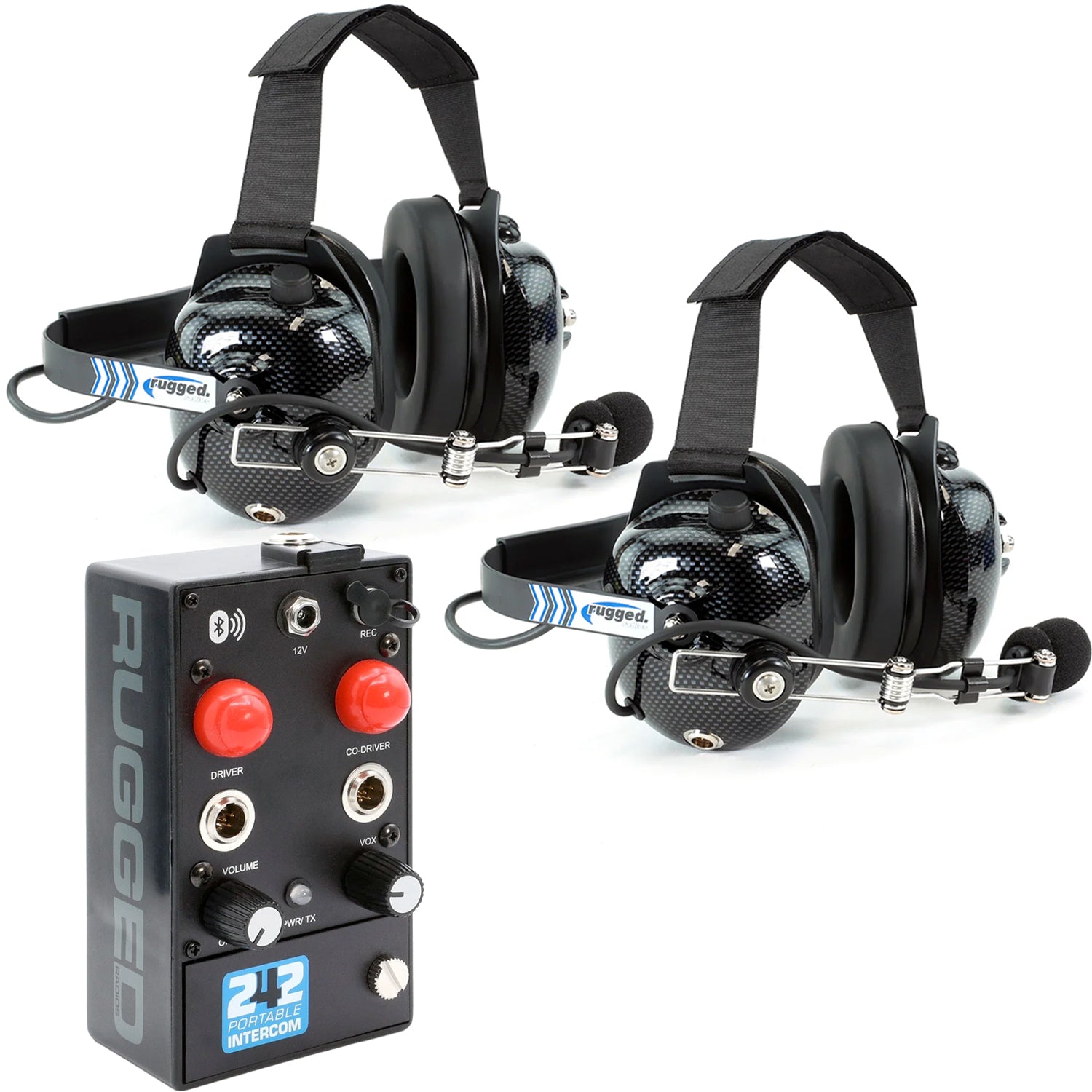 Rugged Radios 242 Portable Intercom Kit â€“ 2-Person Bluetooth Intercom System - Headsets 242-2P-H41