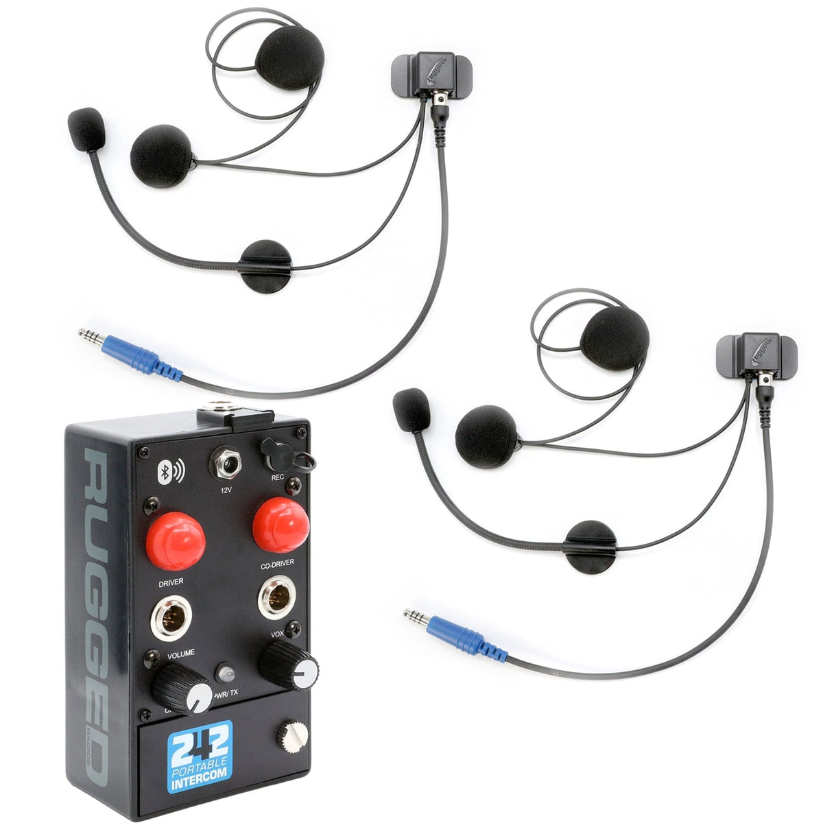 Rugged Radios 242 Portable Intercom Kit â€“ 2-Person Bluetooth Intercom System - Headsets 242-2P-H41