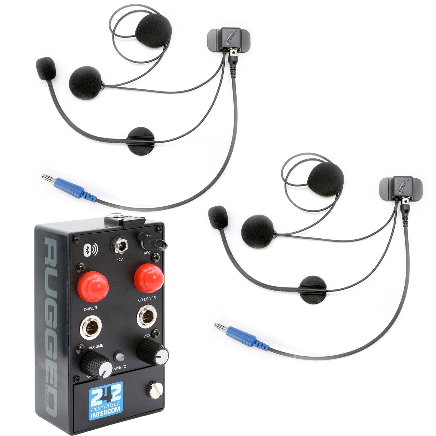 Rugged Radios 242 Portable Intercom Kit â€“ 2-Person Bluetooth Intercom System - Headsets 242-2P-H41