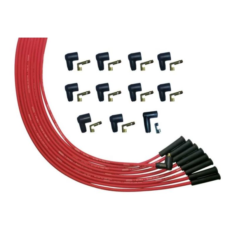 Moroso Ultra Spiral Core 8 mm Spark Plug Wire Set - Red - Straight Plug Boots - Socket Style - Universal 8-Cylinder