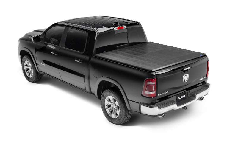 Lund Genesis Tri-Fold Tonneau Cover - Vinyl - Black - 6 ft 6 in Dodge Ram Fullsize Truck 2002-21