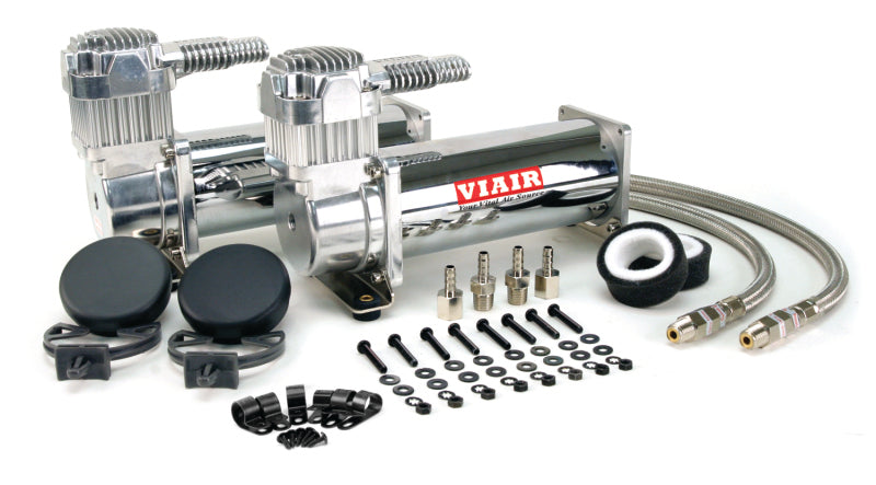 Air Lift Viair Dual Suspension Air Compressor - 200 psi Max - 12V - 3.53 CFM - Chrome - Airlift Air Spring Kits