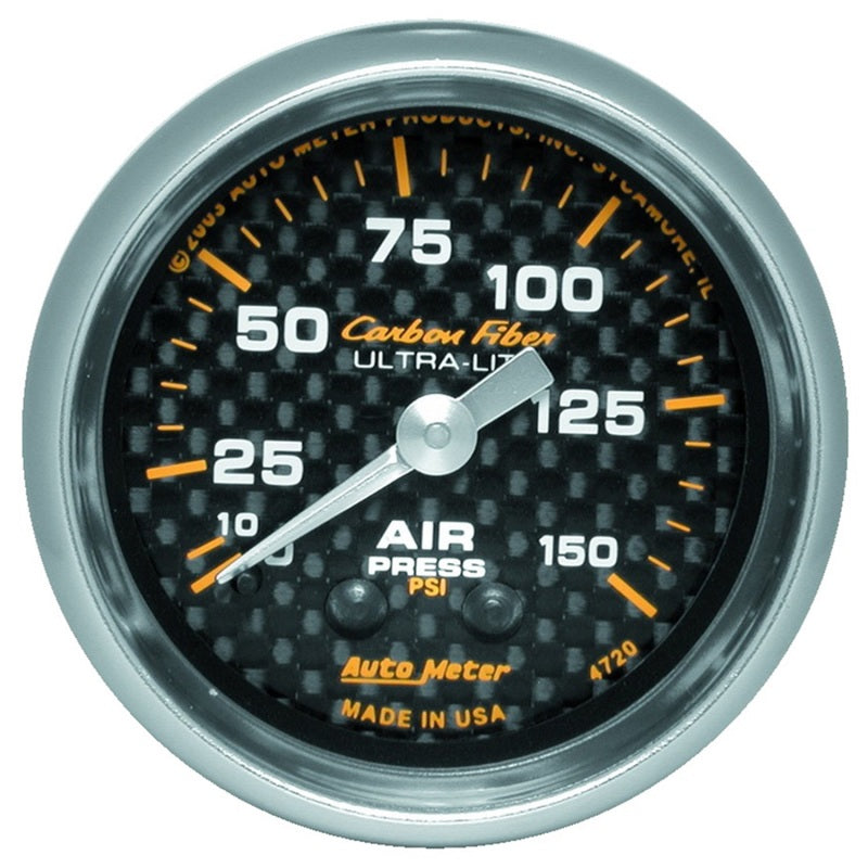 Auto Meter Carbon Fiber Mechanical Air Pressure Gauge - 2-1/16 in.