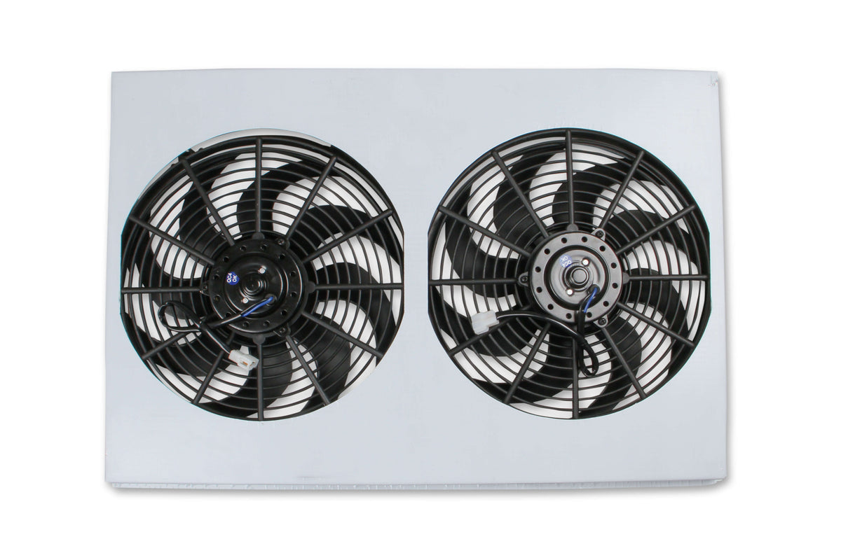 Frostbite Economy Electric Fan - Dual 14 in Fans - Puller - 1800 CFM - Curved Blade - 18.75 H x 28.25 in W