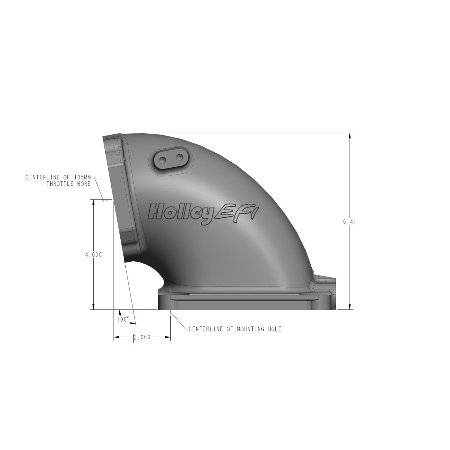 Holley EFI Throttle Body Adapter - Elbow - Aluminum - Black - Ford 105 mm Throttle Body to Dominator Mounting Flange