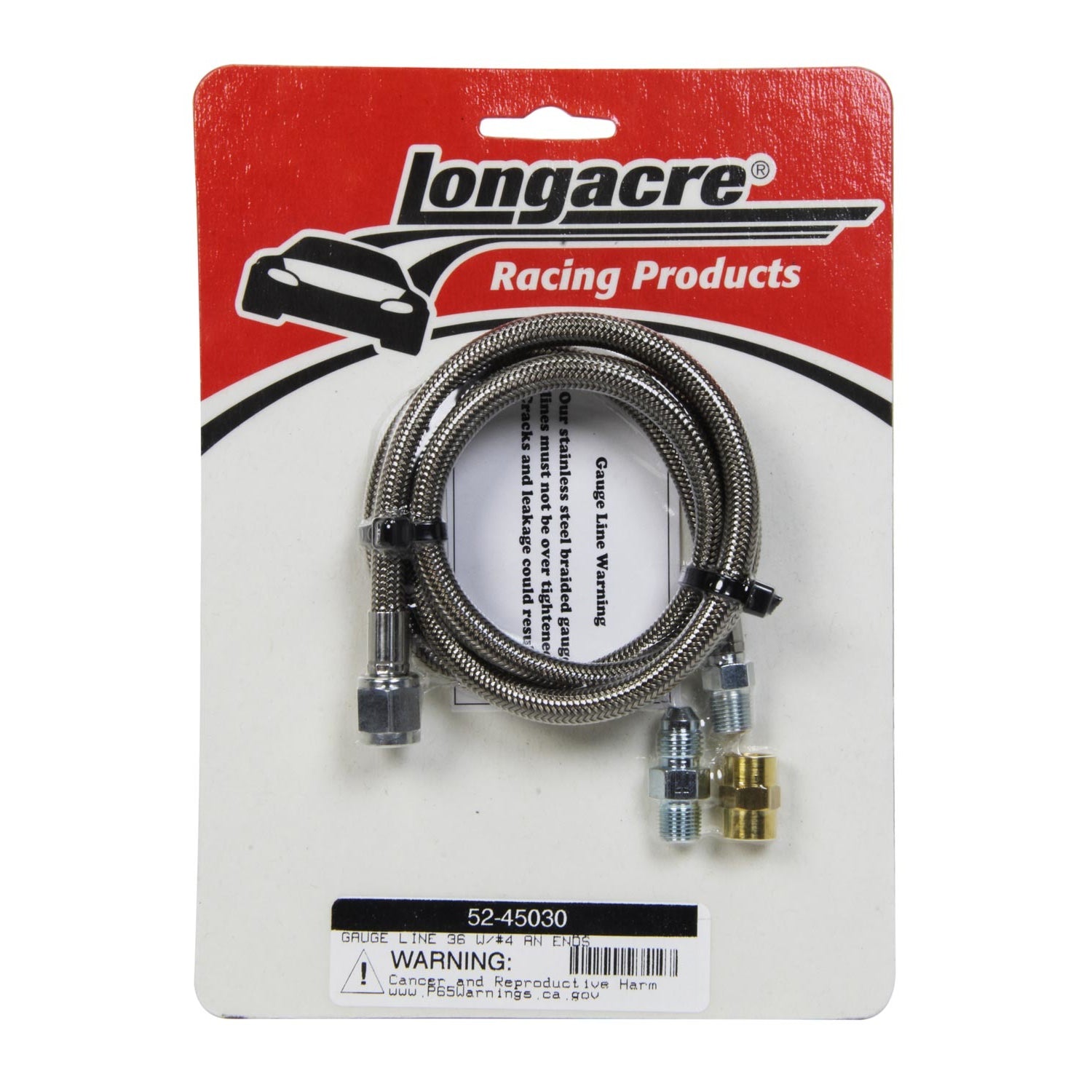 Longacre Steel Braided Gauge Line - 36" w/ Block Fitting