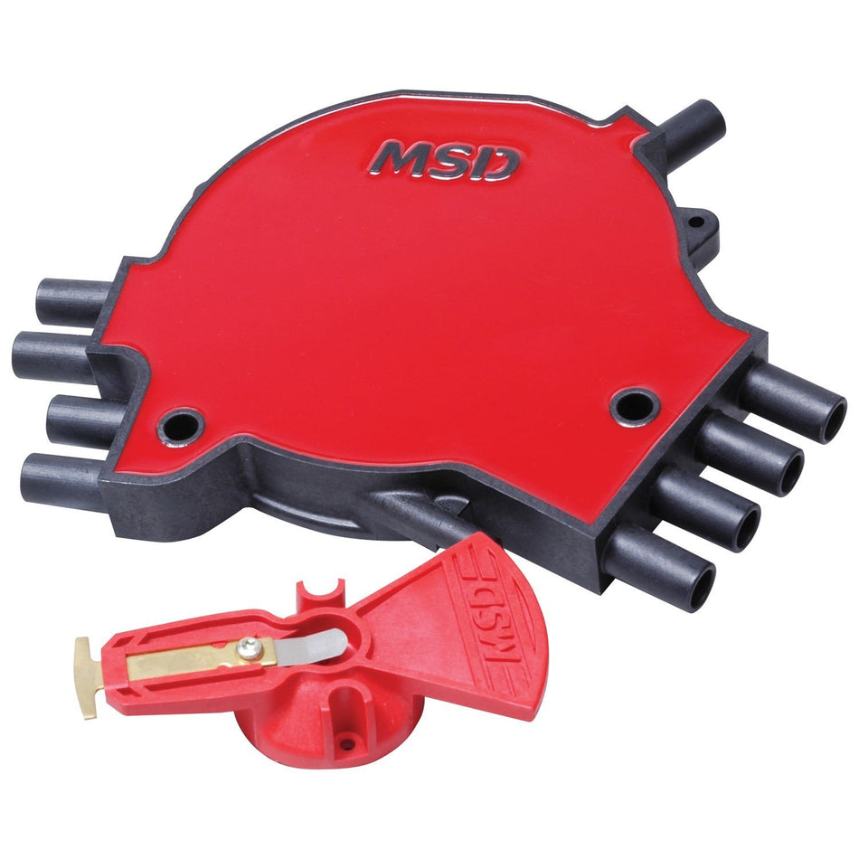 MSD Cap and Rotor Kit - Socket Style - Brass Terminals - Screw Down - Black / Red - Non-Vented - GM LT-Series 1995-97