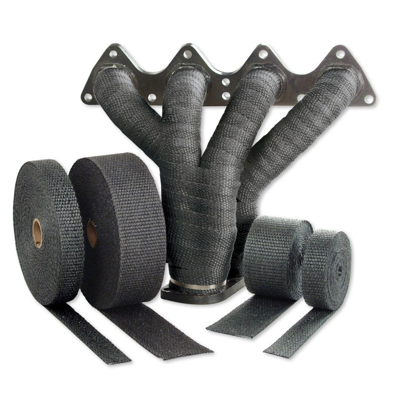 Design Engineering Exhaust Wrap Kit - 25 Ft. . Roll - Stainless Locking Ties - Woven Fiberglass - Black