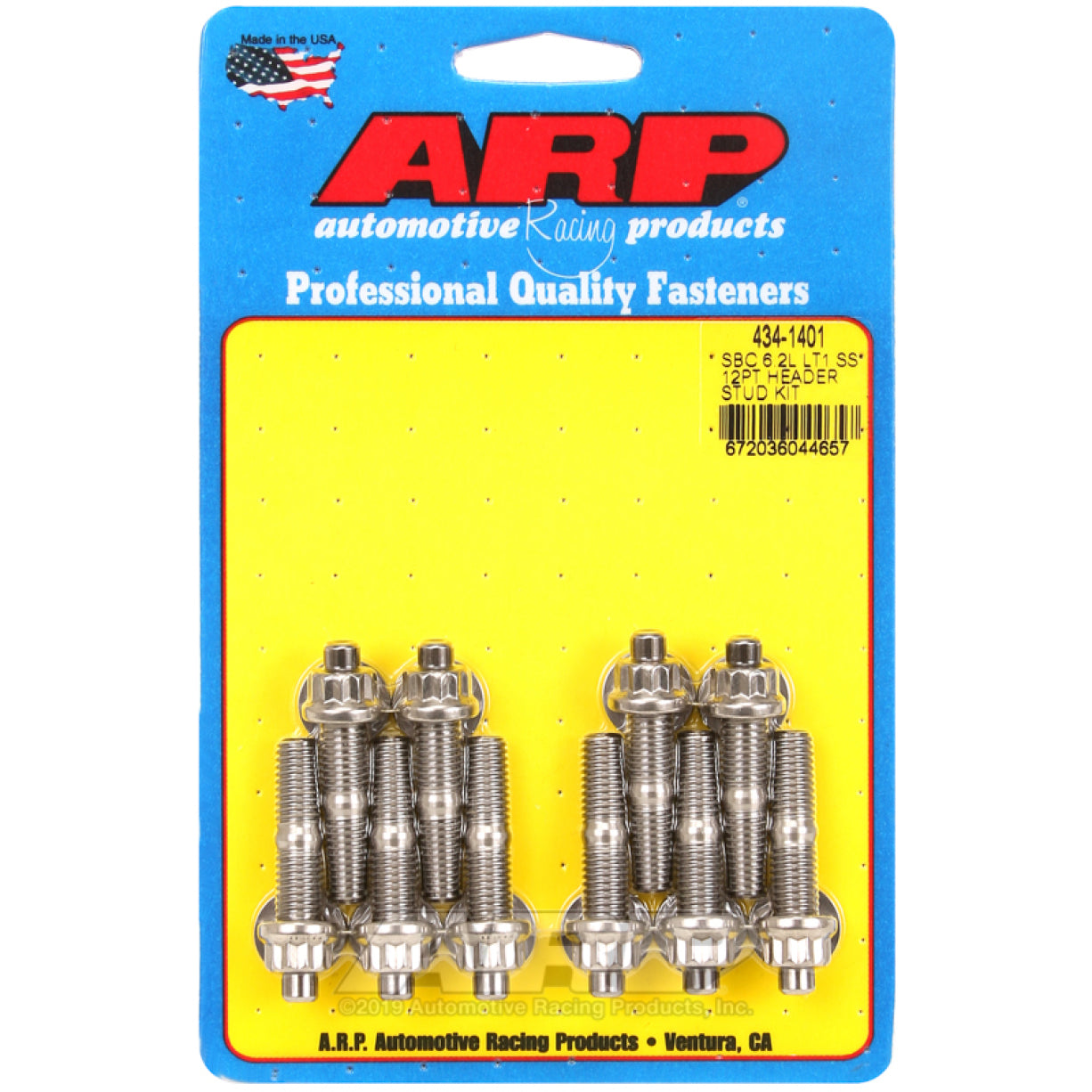 ARP Header Stud - 8 mm x 1.25 Thread - 1.75 in Long - 12 Point Head - Polished - GM GenV LT-Series - Set of 10