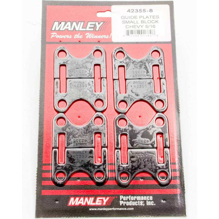 Manley Flat Steel Valve Guide Plates - SB Chevy w/ 5/16" Diameter Pushrods - (Set of 8)